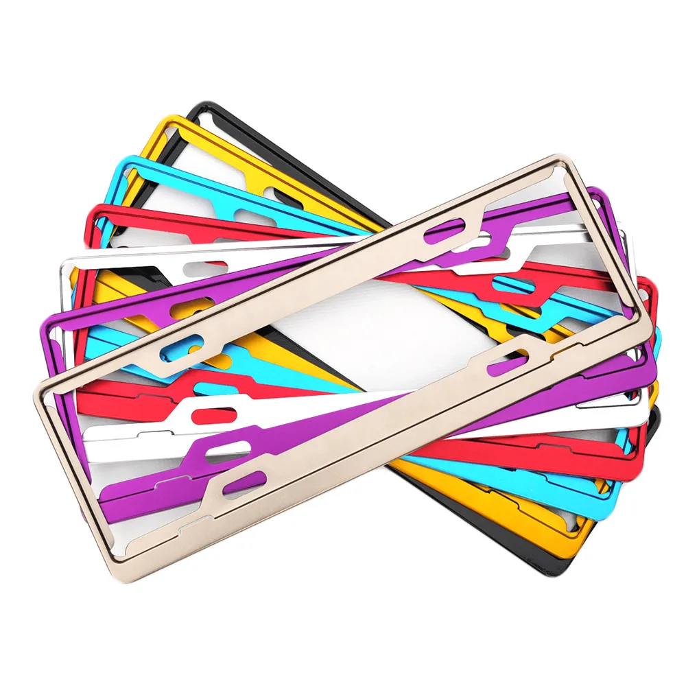 

2 Pcs Aluminum Alloy Car License Plate Frames Tag Cover Screw Caps 4 color Smooth reflective mirror surface corrosion-free 0.8
