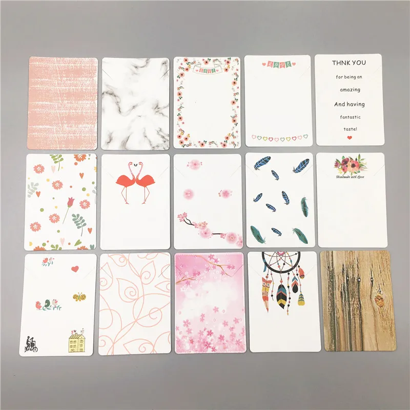 

24 pcs 7x5cm New Multi-pattern Printed Rectangular Kraft Necklace/Bracelet Display Card Jewelry Packing Card Free shipping