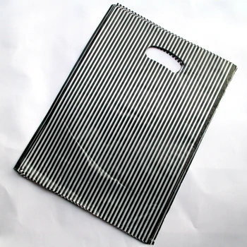

100pcs/bag 25*20cm Pretty stripe pattern Plastic Jewelry Gift bag Beautiful Plastic Shopping Bags Recyclable 2513