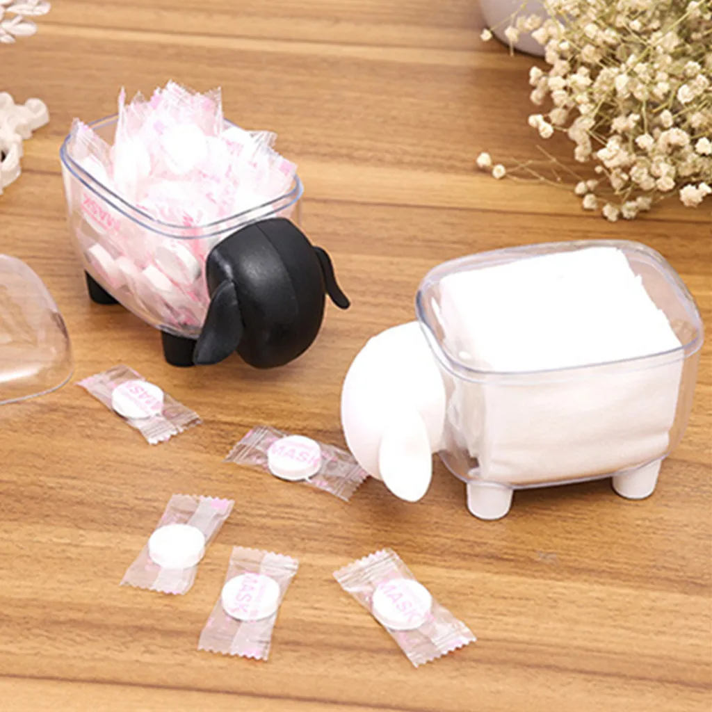 

Cotton Swab Box Transparent Sheep Storage Tank Plastic Dustproof Desktop Toothpick Box Cotton Swab Paper Clips Box #N