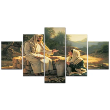 

Jesus Savior 5 Panels Paintings Pictures Prints On Canvas Home Wall Decor Artwork Prints and Posters Framed Ready to Hang