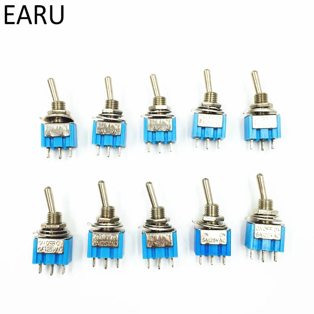 Toggle Switch 10Pcs DIY Toggle Switch ON-OFF-ON / ON-OFF 3Pin 3 Position Latching MTS-103 MTS-102 AC 125V/6A 250V/3A Power Button Switch Car