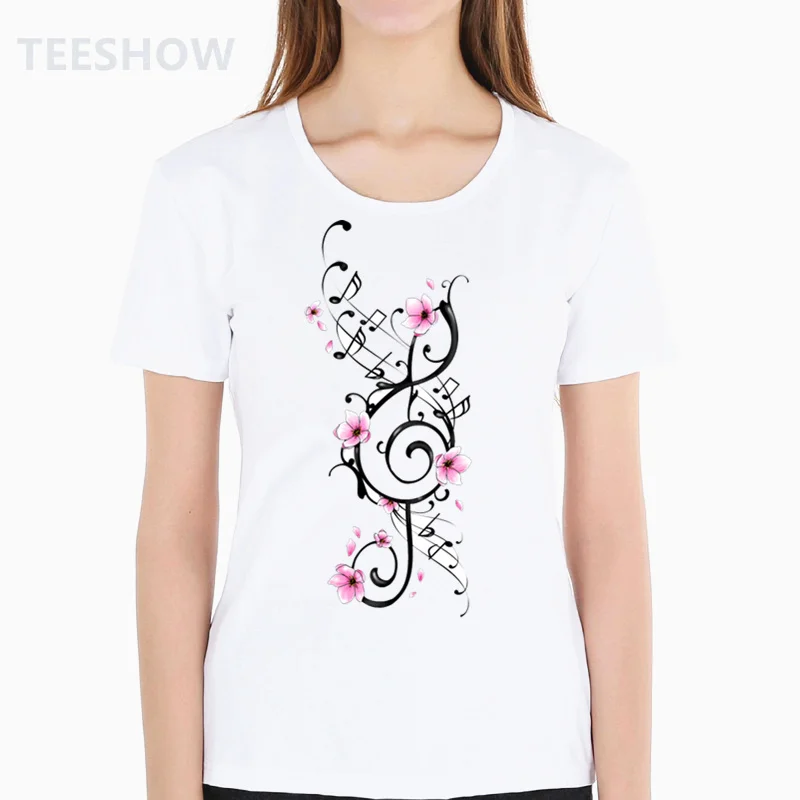 

Note Music T Shirt Printing Female T-shirt Casual Short Sleeve O Neck Tops camisetas mujer HWP7260