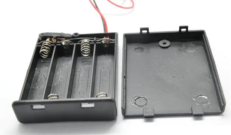 

1pcs Black 4 x AA Battery Holder Box Case With Wire Free shipping