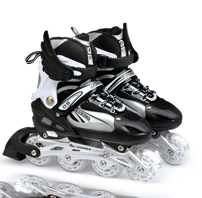

1 Pair ProAdjustable Adult Sliding/Slalom Inline Skates Shoes Roller Skating Shoes Roller Skate Shoes With Shinning Wheel