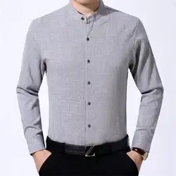 Новинка 2019 г. мужская стенд рубашка бизнес моды случайные мужская хлопковая кофта с длинным рукавом высокого качества Мужская рубашка