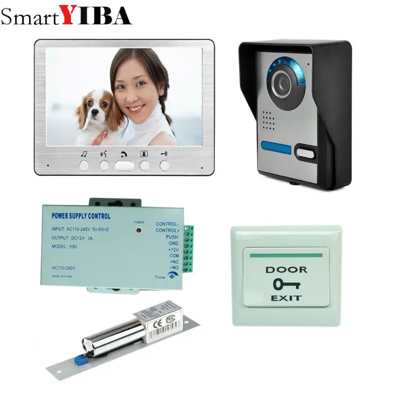 

SmartYIBA 7 Inch HD Wired Video Door Phone Video Door Bell Intercom kit IR Night Vision Camera Doorbell For Waterproof