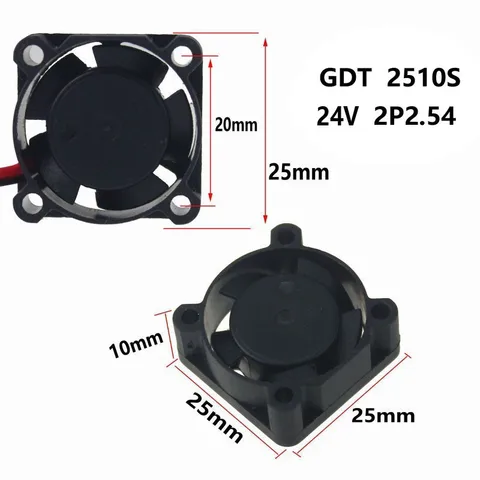 10 pcs 24V DC Brushless Radiator 25x25mm Laptop Cooling Fan 25mm x 10mm Two Wire 2 Pin Connector 2510 Small Cooler