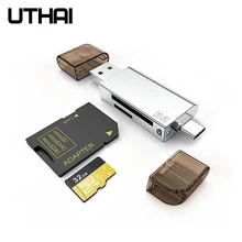 UTHAI C06 кардридер USB 3,0 SD/Micro SD TF OTG Смарт-карта памяти адаптер для ноутбука USB 3,0 type C/Lightning кардридер