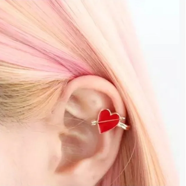 Gold Lovely Sweetheart An Arrow Through A Heart Ear For Women Gold Lovely Sweetheart An Arrow Through A Heart Ear For Women Minimalist Cuff Earrings Simple