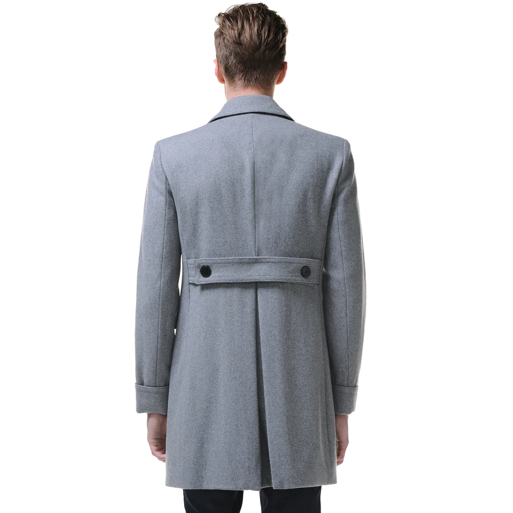 URSMSRT Новое мужское шерстяное пальто, зауженное мужское светло-серое пальто