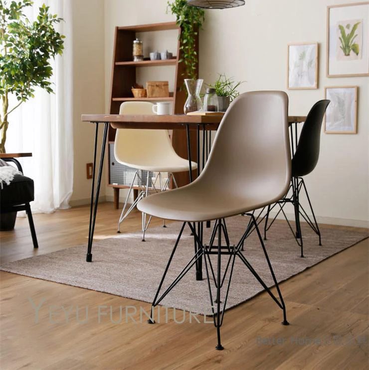 Design Moderno e minimalista de Plástico e de metal preto Perna Cadeira Lateral de Jantar Simples Design preto café sótão cadeira do lazer cadeira moderna