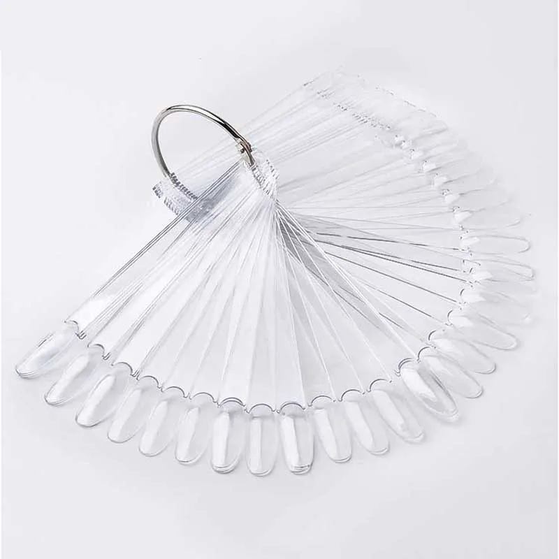 

50pcs/ Nail Tips Fan Shaped Color Palette Card Display Practice Sticks Nail style swatches Nail art display shelf Polish Card