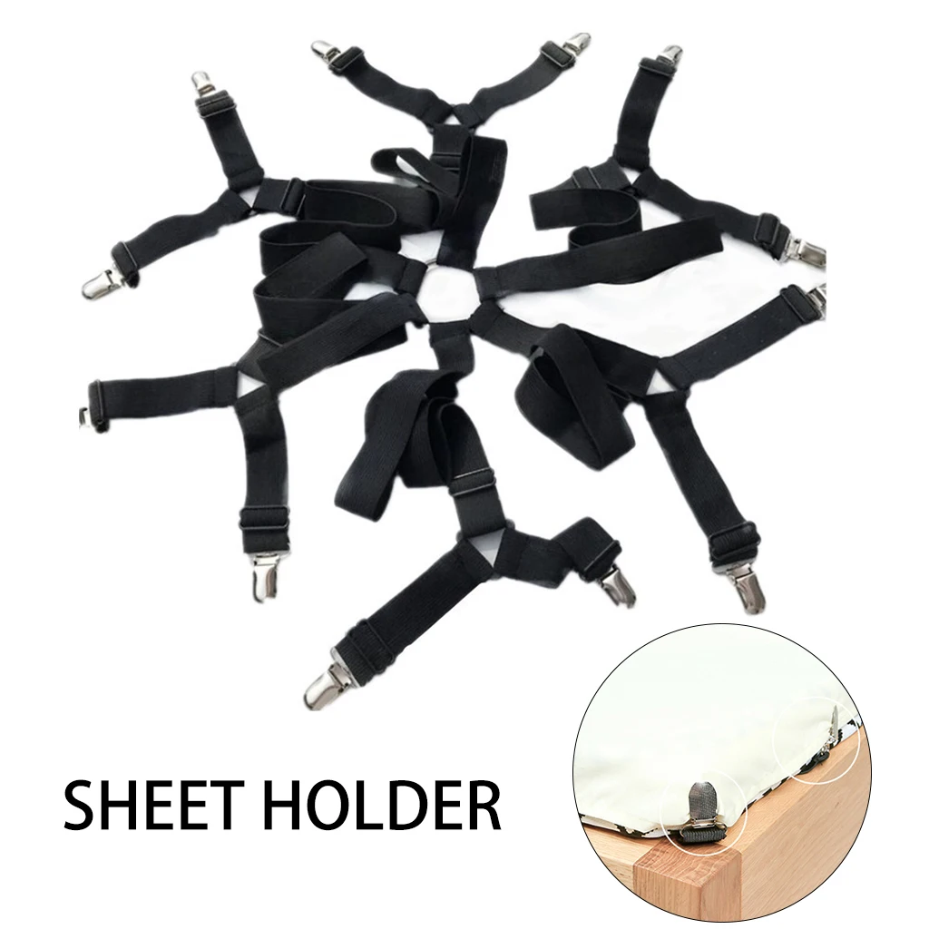 

6Pcs/Set Bed Sheet Clip Bed Sheet Belt Fastener Mattress Elastic Non-Slip Clip Blanket Gripper Mattress Cover Belt