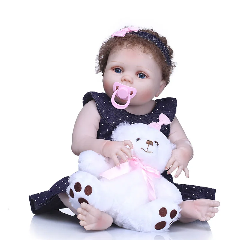 

56CM/22inch 3D Jointed Reborn Doll Silicone Newborn Baby Princess Girl Dolls Playmate @ZJF
