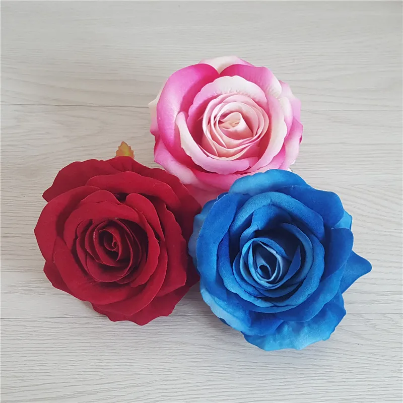 30 pçs 9 cm rosa flor cabeça