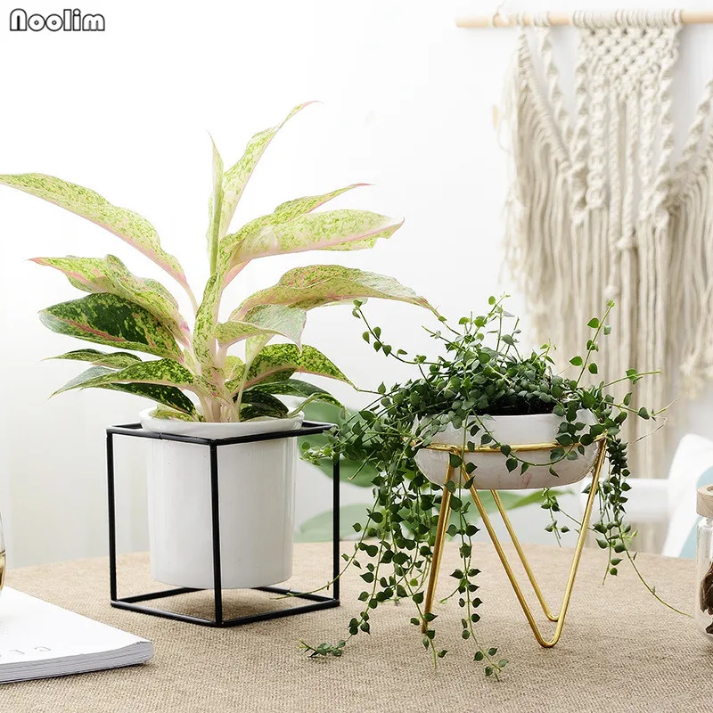 

Simple Creative Ceramic Flower Pot Hydroponic Plant Iron Desktop Wall Hanging Flower Pot Scindapsus Container Garden Decor