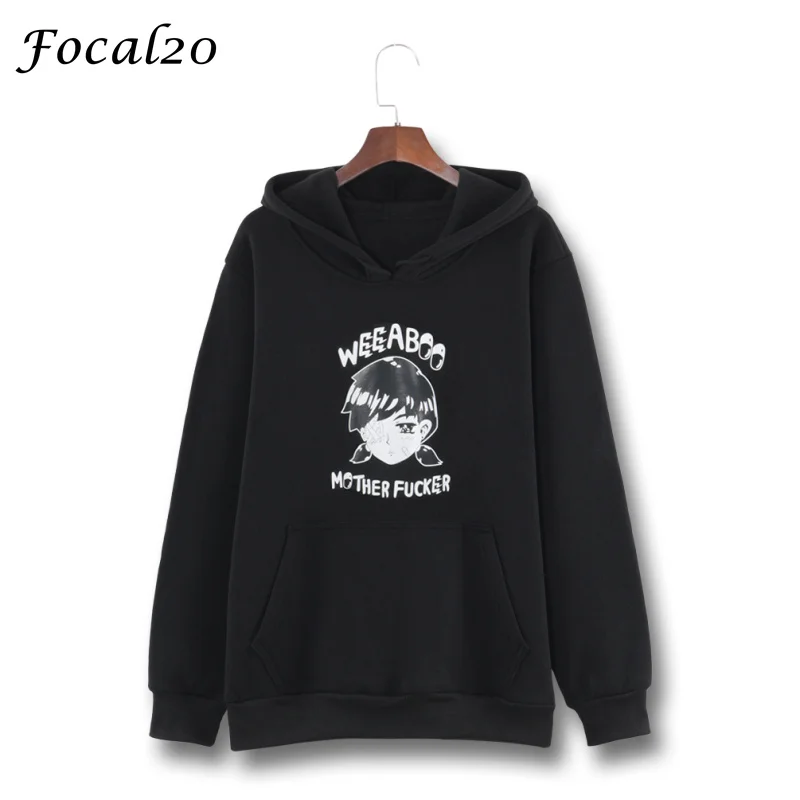 

Focal20 Harajuku Bandage Boy Print Women Fleeces Hoodies Gothic Punk Oversize Velvet Hooded Sweatshirt Pullover Streetwear
