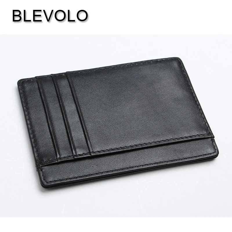 RFID-кошелек BLEVOLO для мужчин тонкий квадратный бумажник из натуральной кожи
