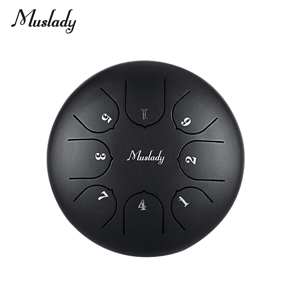 

Muslady 6 Inch Mini Steel Tongue Drum C Key 8 Tones Percussion Instrument Hand Pan Drum with Drum Mallets Carry Bag