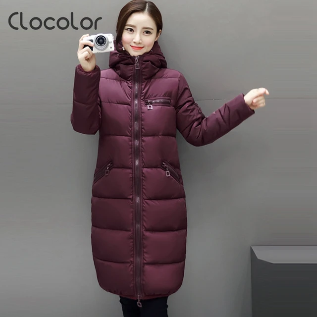 Best price at $130 Cheap Clocolor down Coat women Female Winter Warm Winter long Thick down parka duck warm Zipper brand hooded warm jacket down coat