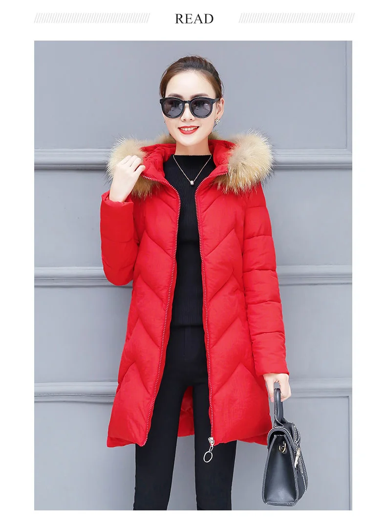 Padded Long Winter Coat Women Plus Size 3XL Ladies Coats With Fur Fake Collar Hooded Jacket Zipper Coat For Female 2018 New CH601 (11)