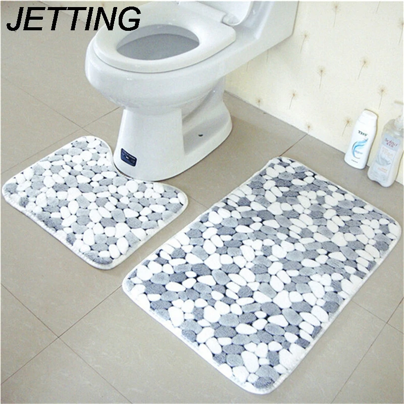 2pcs Cotton Pebble shape Absorbent Soft Bath Pedestal Mat Toilet Non Slip Floor Rug Set Washable Sanitary Ware Suite HOT 2pcs Cotton Pebble shape Absorbent Soft Bath Pedestal Mat Toilet Non Slip Floor Rug Set Washable Sanitary Ware Suite HOT