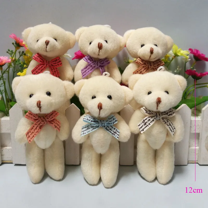 mixed 6 styles 4," /11 см, 48 шт./партия, маленький плюшевый мишка, плюшевая игрушка брелок с галстуком-бабочкой, медвежонок, брелок в виде кукол - Цвет: mixed 6 styles