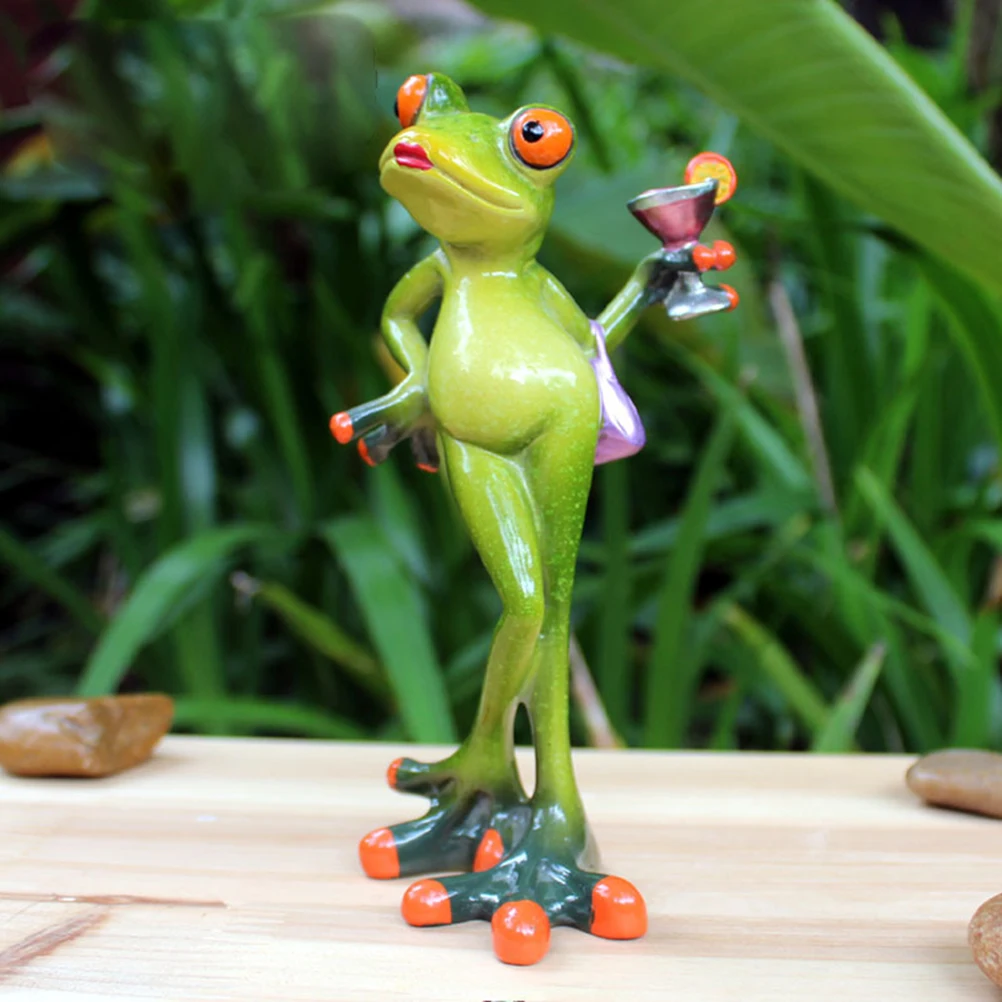 

Miniature Green Frog Figurine Cute Mini Resin Statue Craft Ornaments Home Decoration for Living Room Windowsill Garden (6056)
