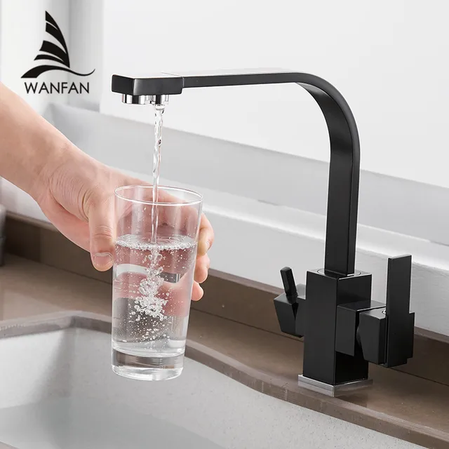 Best Offers  Kitchen Faucets Deck Mounted Mixer Tap 360 Degree Rotation with Water Purification Features Mixer Tap Crane For Kitchen WF-0178