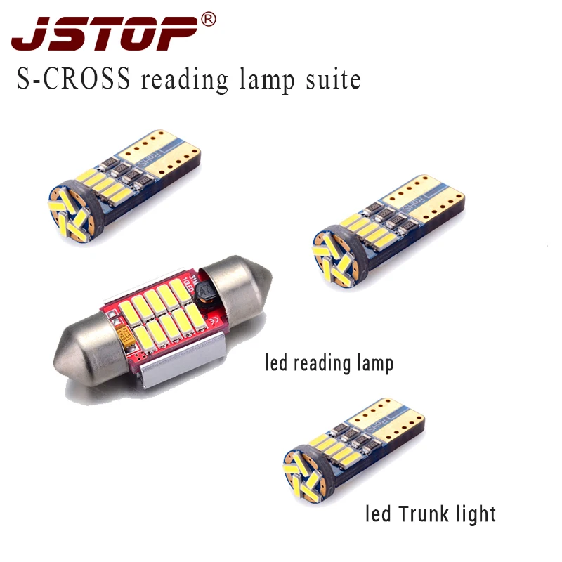 Jstop 4 шт./компл. S-CROSS (без skylight) светодиодные лампы для чтения T10 W5W 194 4014smd Canbus C5W 31 мм Магистральные луковицы автомобиля 12 В лампы для чтения