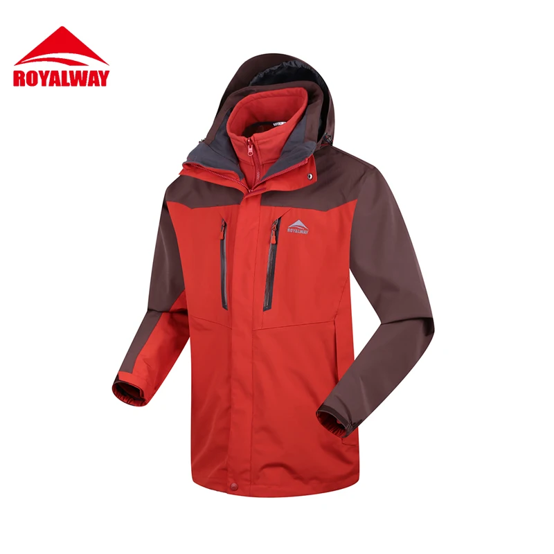 

ROYALWAY Men Outdoor Jackets Waterproof Hiking Fleece Soft Shell Windbreaker Windproof Softshell Jacket Men Thermal#RFOM4195G