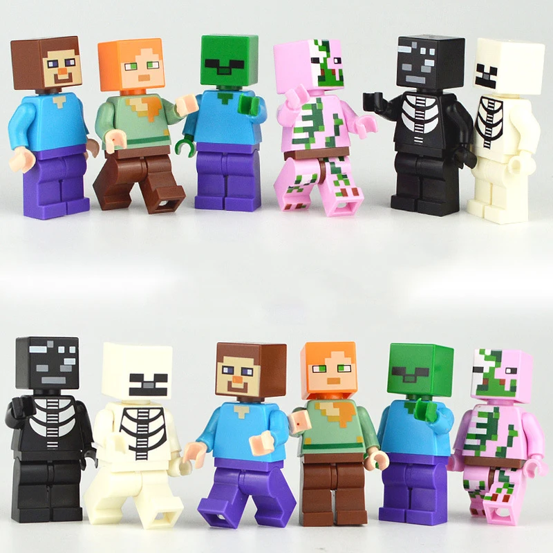 6 people Legoing Minecraft Action Figures Building Blocks My World Zombie Steve Toys For Children Minecraft Legoings Block 6 people Legoing Minecraft Action Figures Building Blocks My World Zombie Steve Toys For Children Minecraft Legoings Block