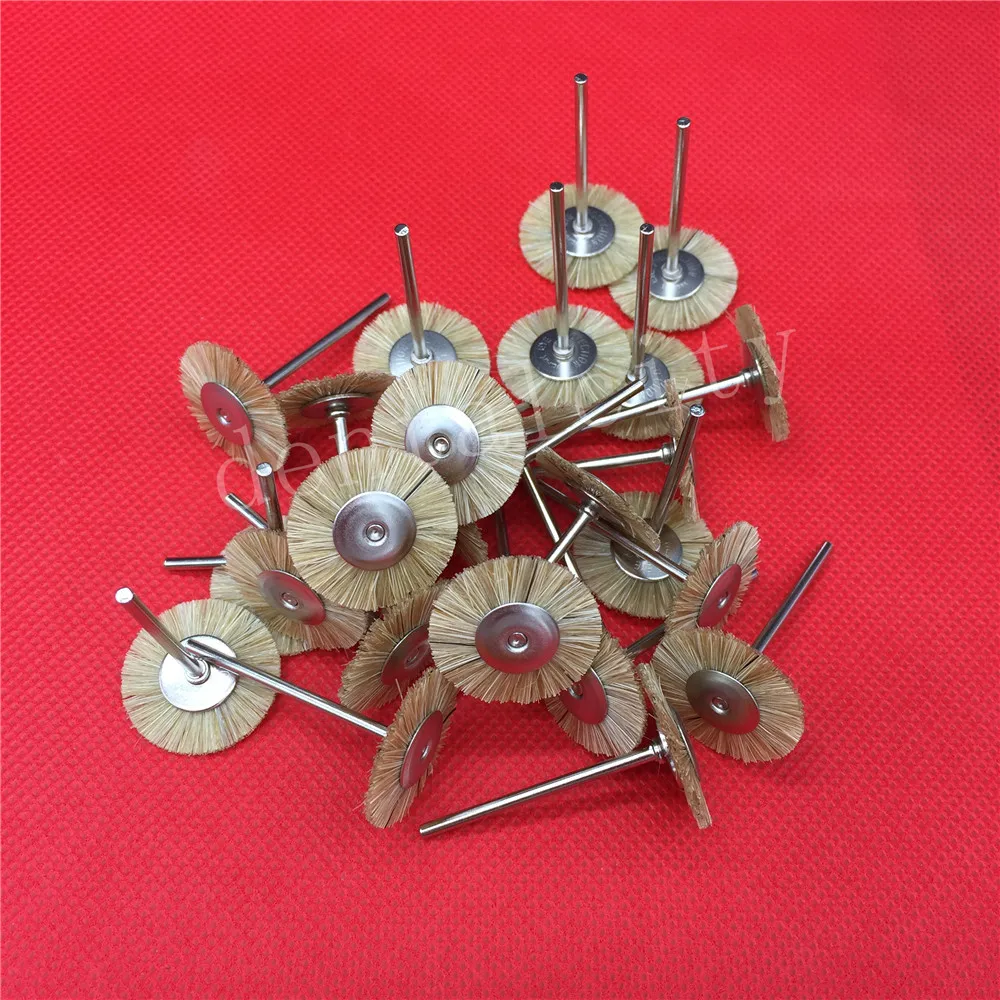 

30Pcs Dental Polishing Wheels Brushes 3mm Soft White Goat Hair Buffing Cleaning Wheels Brush Burs For Dental Lab Rotary Tools
