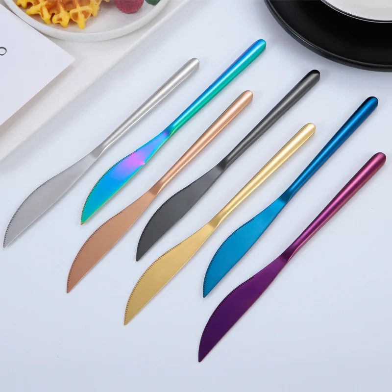 

High-grade Stainless Steel Korean Thickened Golden Cutlery Western Steak Special Knife Household Tableware