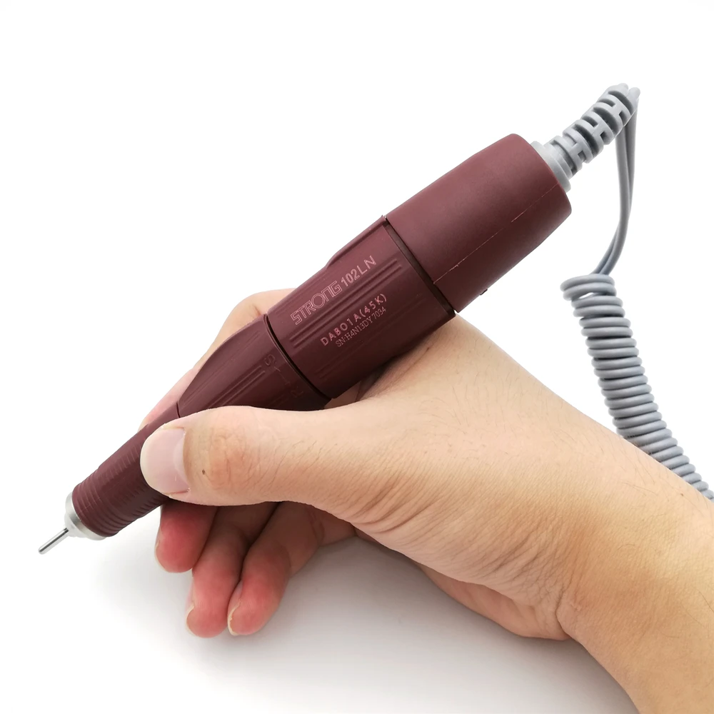 45000 об/мин сильная 102LN коричневая ручка пилки полировщик ногтей художественная ручка для сильных 210 или ANC600 мотор электрическая дрель для ногтей