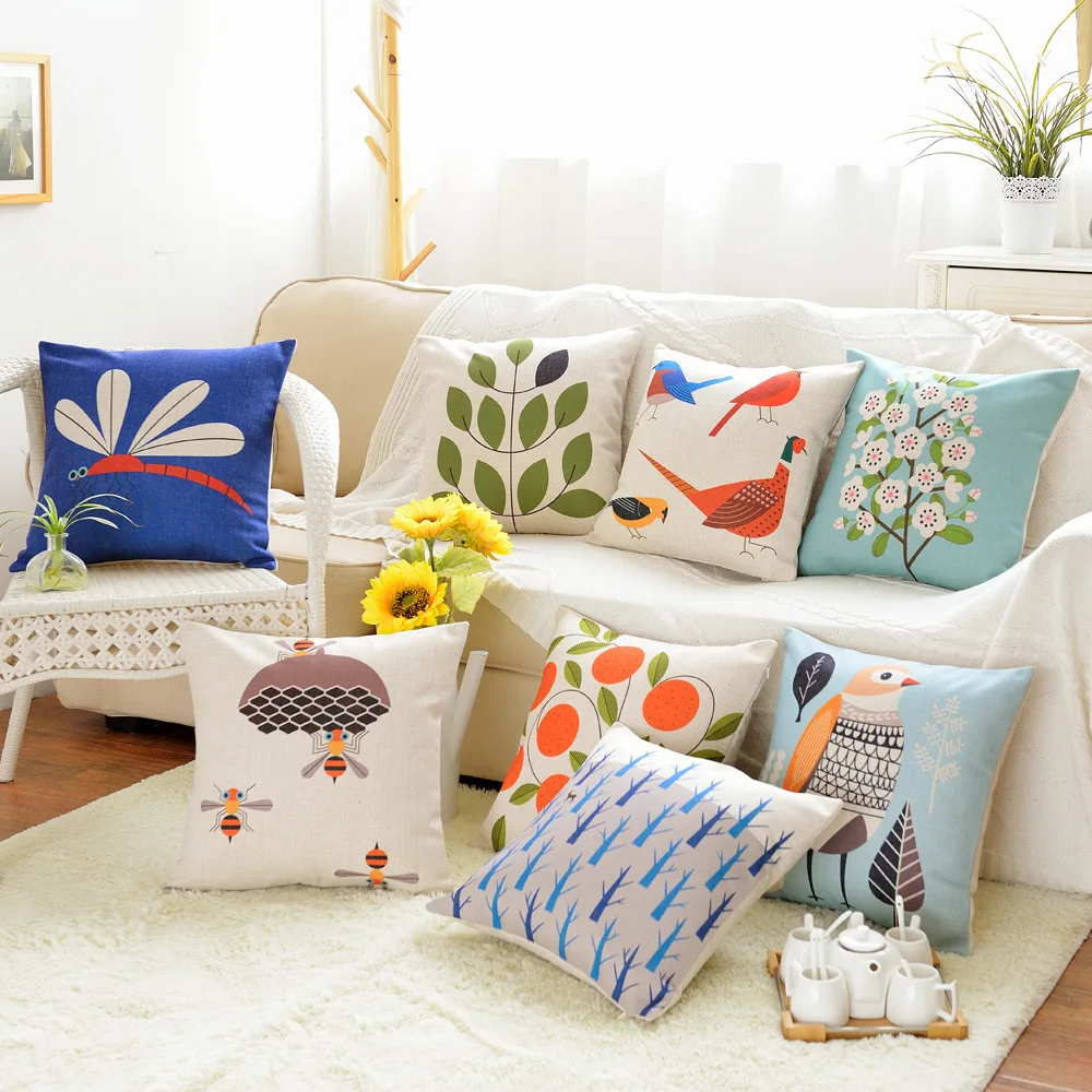 الشمال الرعوية غطاء الوسادة الطيور النحل شجرة زهرة الطباعة وسادة مقعد النسيج كنبة مكتب السرير القلب المخدة ديكور المنزل الشمال الرعوية غطاء الوسادة الطيور النحل شجرة زهرة الطباعة وسادة مقعد النسيج كنبة مكتب السرير القلب المخدة ديكور المنزل