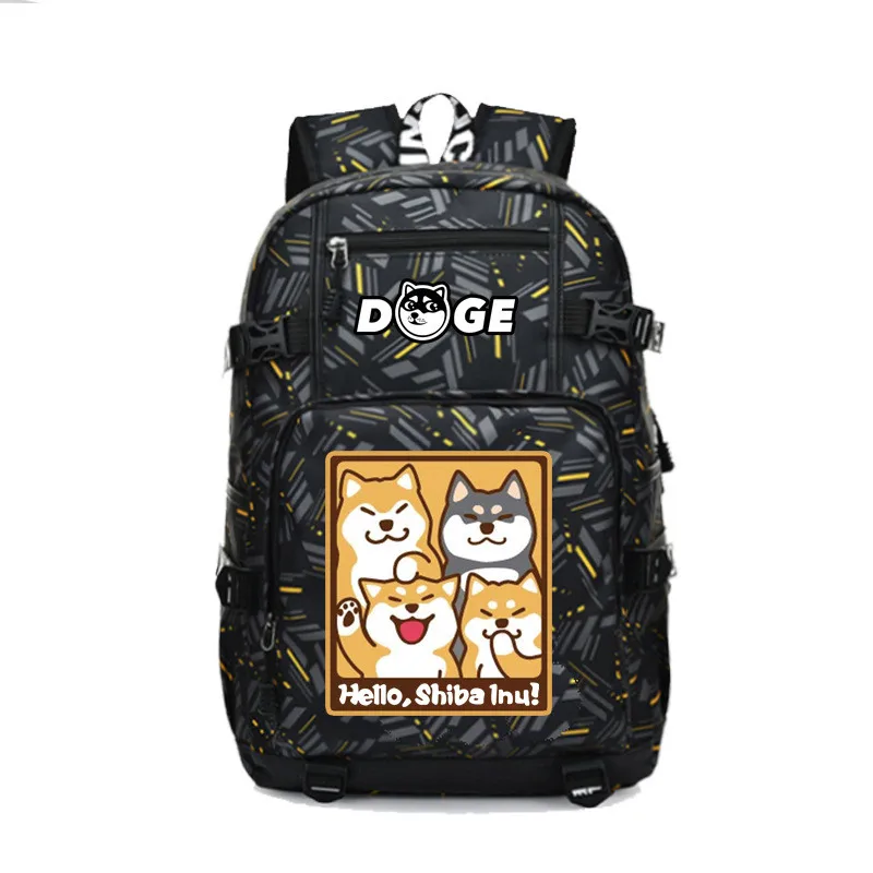 

Husky Dog Doge Shiba Inu Backpack Fashion Laptop Travel Backpack with USB port students Book School Bag