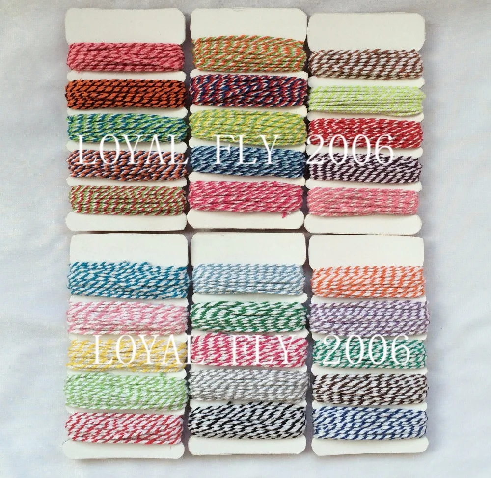 

10cards/lot 30 mix Cotton bakers Twine 12ply divine twine, DIY twine, 5m*5m/card used in gift,greeting card
