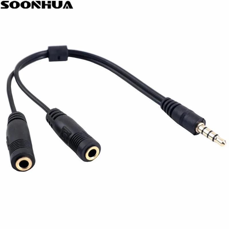 

SOONHUA Audio Converter Cable 3.5mm Jack Male to Earphone Headset Microphone Y Splitter Cable Adapter Connector for PC Phone