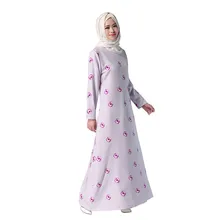 Floral Printed Kaftan Abaya Muslim Women Long Sleeve Ethnic Saudi Turkish Style Floor Length Islamic Hijab