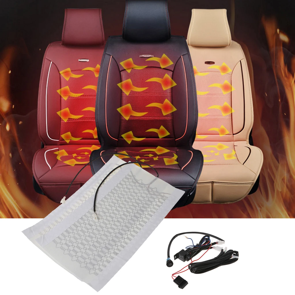 

NEW 1 Seat 12V Universal Carbon Fiber High/Low Round Switch Car Heated Seat Pads