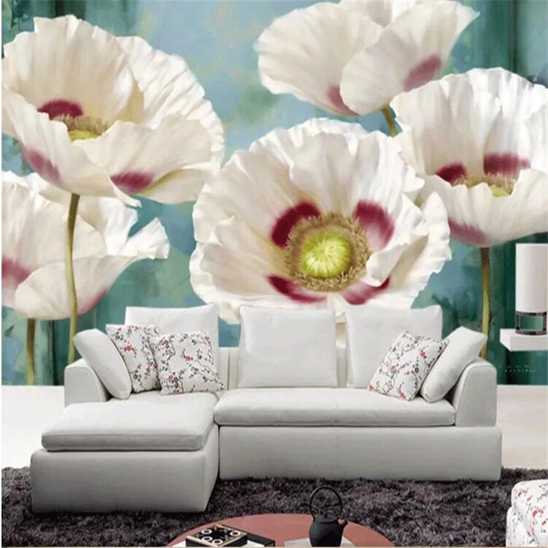 Custom-photo-wallpaper-Simple-plant-poppy-flowers-pastoral-European-background-wallpaper-large-mural-3d-wall-murals