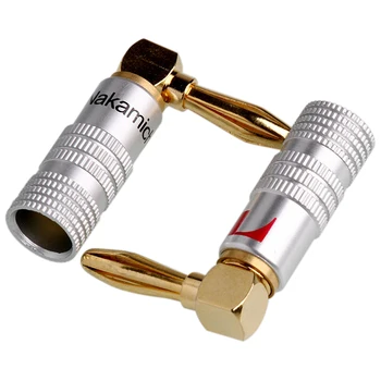 

Hot!! Banana Plug Connector 4Mm Right Angle Gold Plated Musical Speaker Connector Banana Plug For Hifi