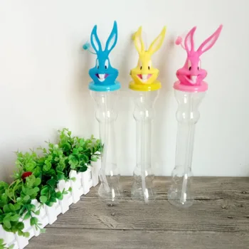 

factory sale shaped tea long necked plastic 350ml yard fashion color transparent creative Straw water bottle with rabbit