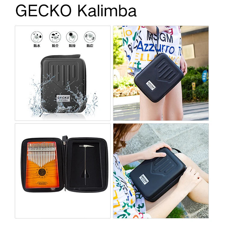 GECKO Kalimba 17 ключ кудрявый клен большого пальца фортепиано встроенный EVA высокопроизводительный защитный ящик, MC-SEQ