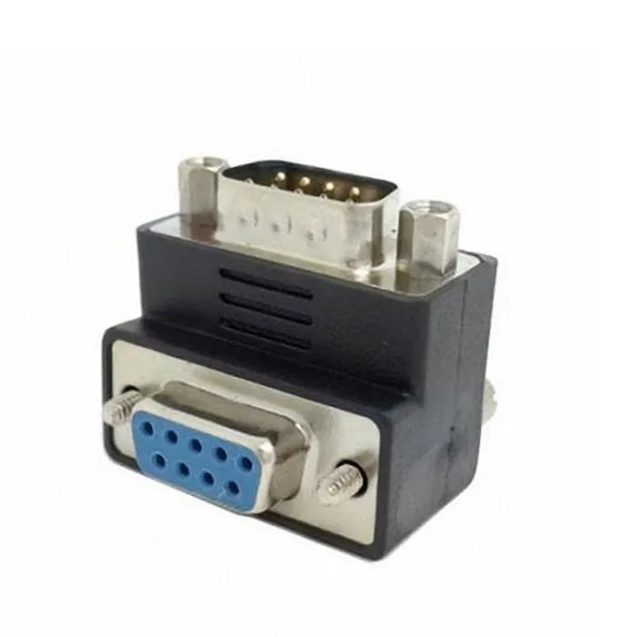 

90 Degree Up Angled RS232 9Pin Male nut to Female screw Extension Adapter