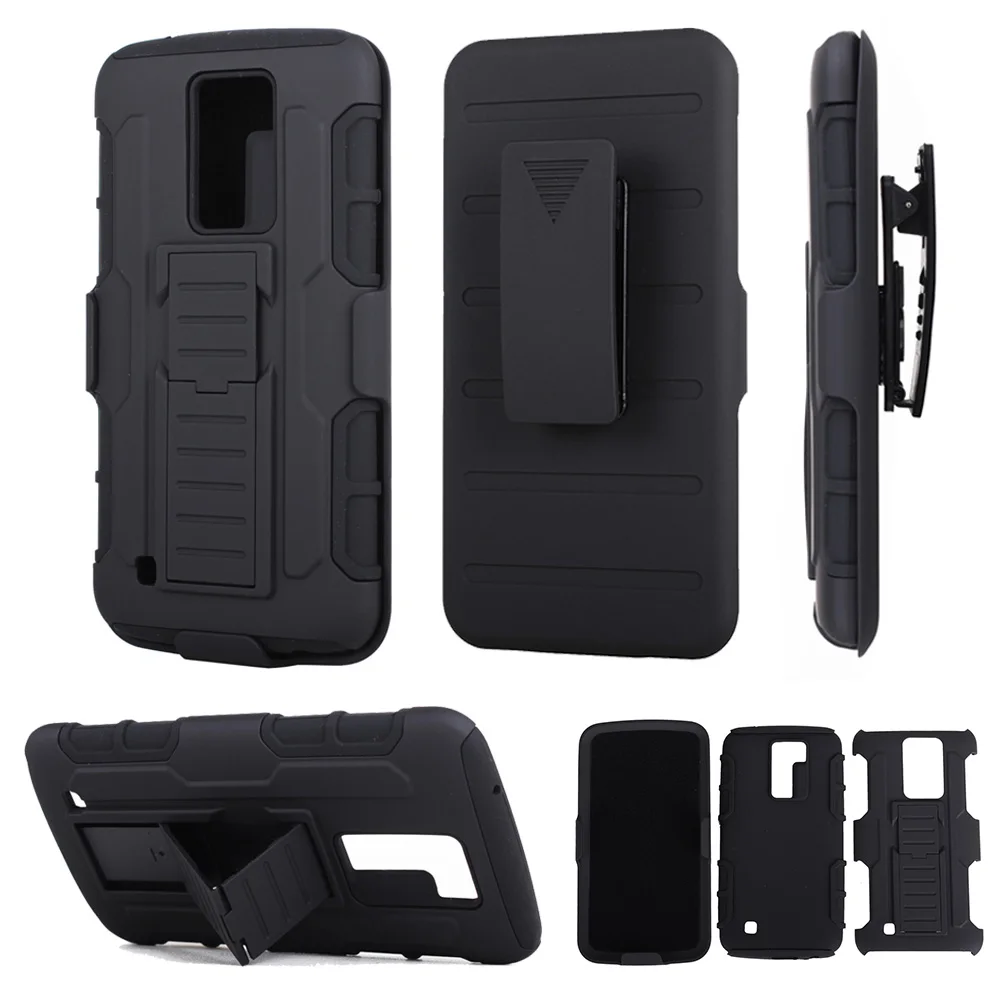 3 in 1 Full Protective Phone Cases for LG K10 Shockproof Military Armor Case with Kickstand+Belt