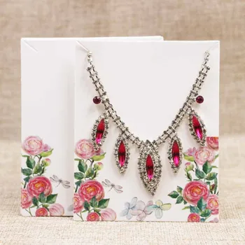 

24pcs large Thank you necklace package&display card 10*8cm Feather pattern jewelry display card Hot sale Gift Necklace Packaging