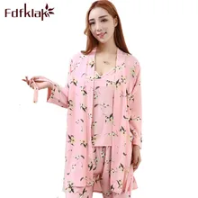 Fdfklak женская пижама, комплект, сексуальные пижамы, Весна, 3 шт., домашние женские костюмы, пижамы, Mujer, пижамы, женские хлопковые комплекты для сна, Q765